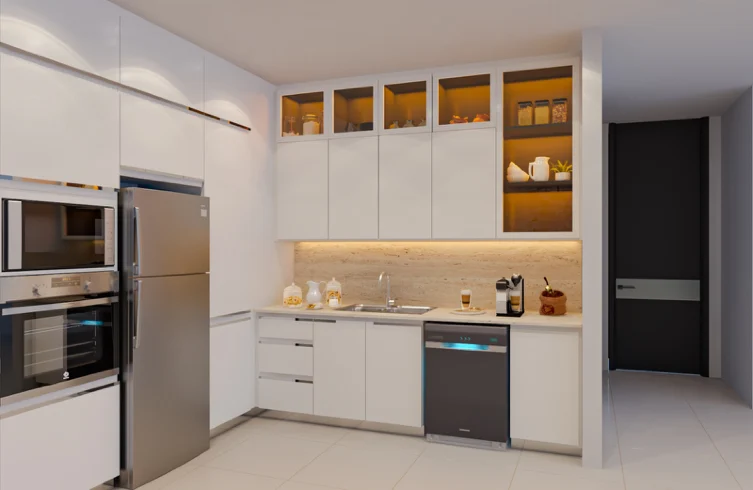Cornerstone — kitchen with fridge and oven